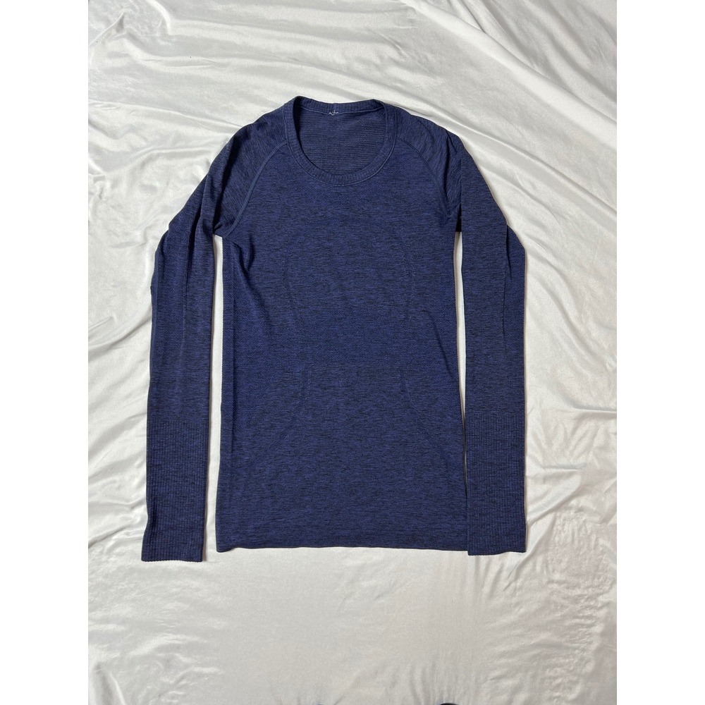 Lululemon Swiftly Tech Long Sleeve 2.0 Shirt Blue Heathered Space Dye Size 6 - Picture 7 of 16